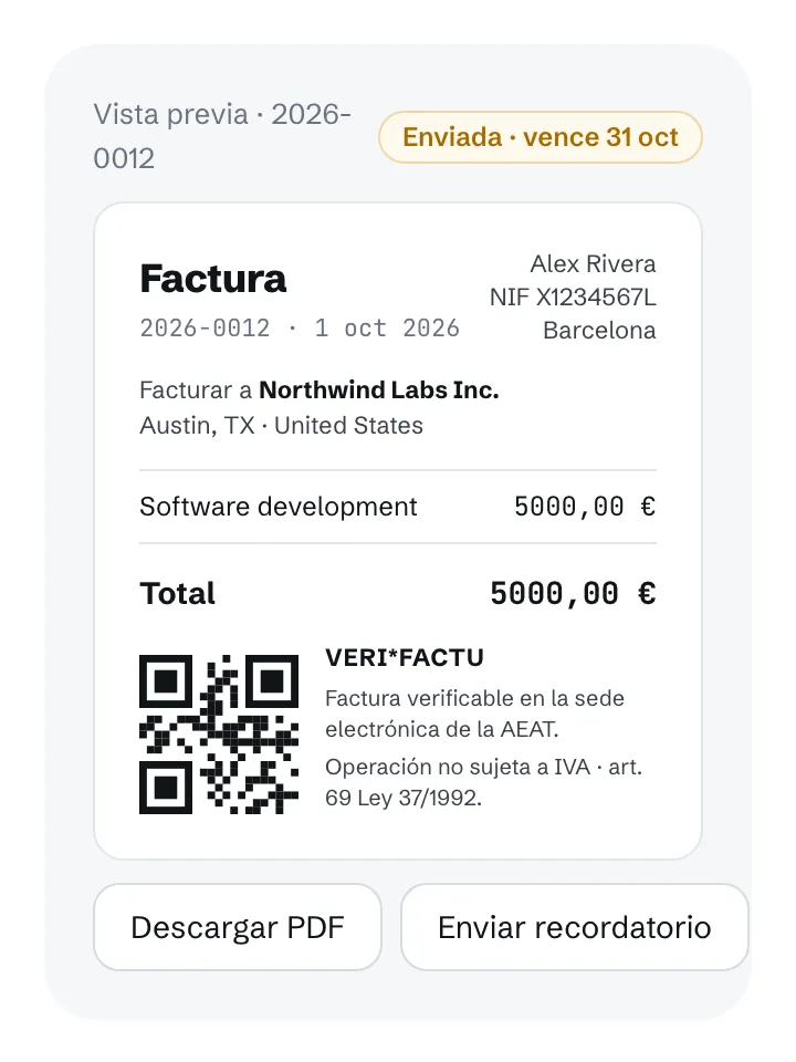 La pantalla de Facturas con el estado de Verifactu de cada factura